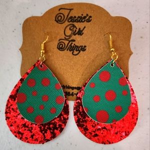Red and green earrings